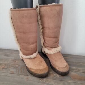 UGG Chestnut Ankle Boots with Shearling Trim